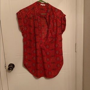 Red patterned shirt with cuff sleeves